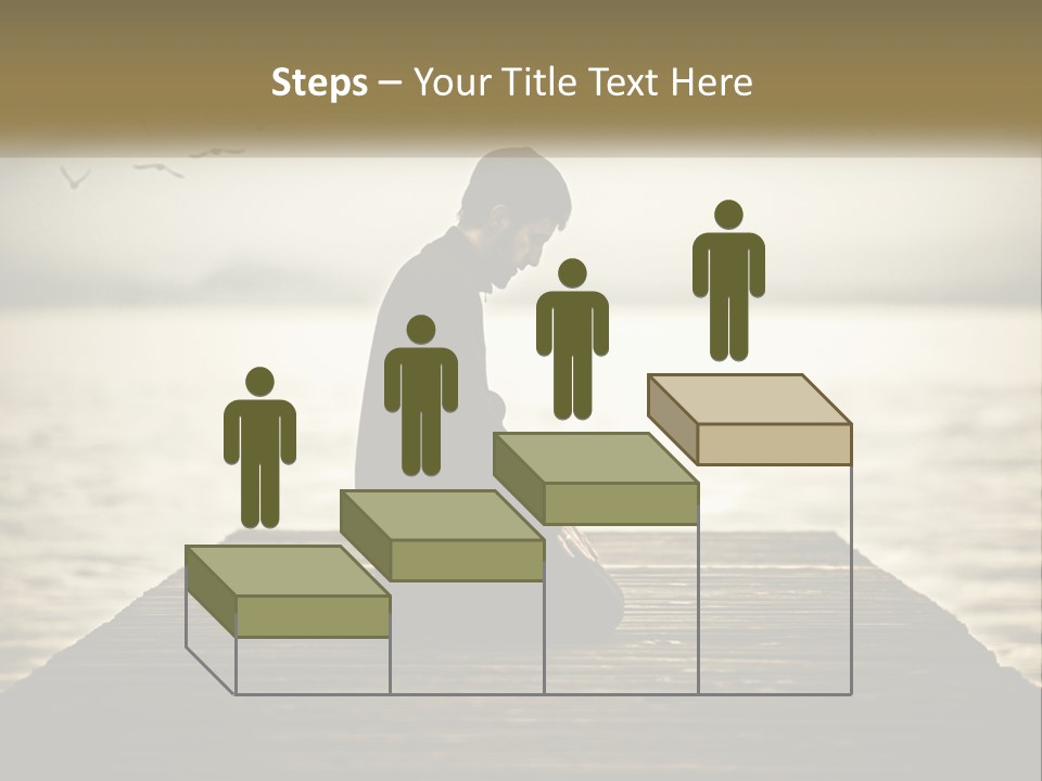 Man Kneeling By The Sea PowerPoint Template