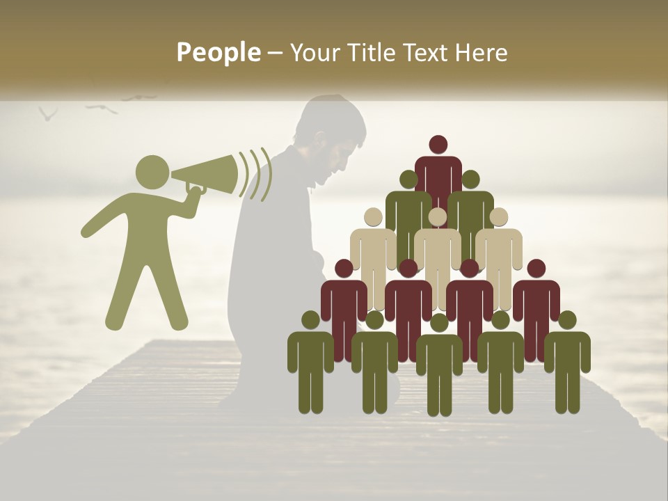 Man Kneeling By The Sea PowerPoint Template