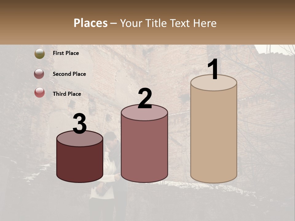 Guy And Girl Near The Ruined Castle PowerPoint Template