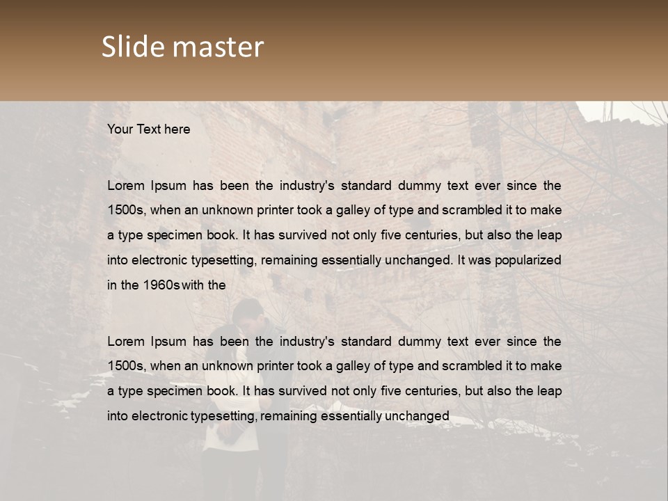 Guy And Girl Near The Ruined Castle PowerPoint Template