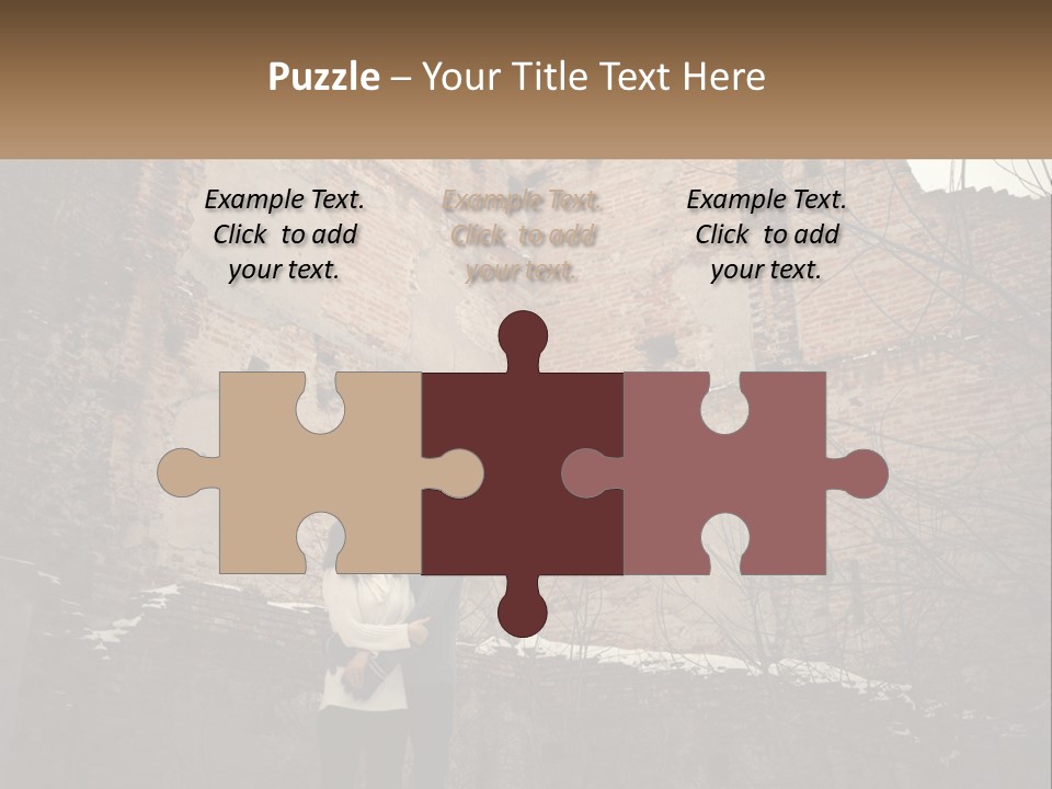 Guy And Girl Near The Ruined Castle PowerPoint Template