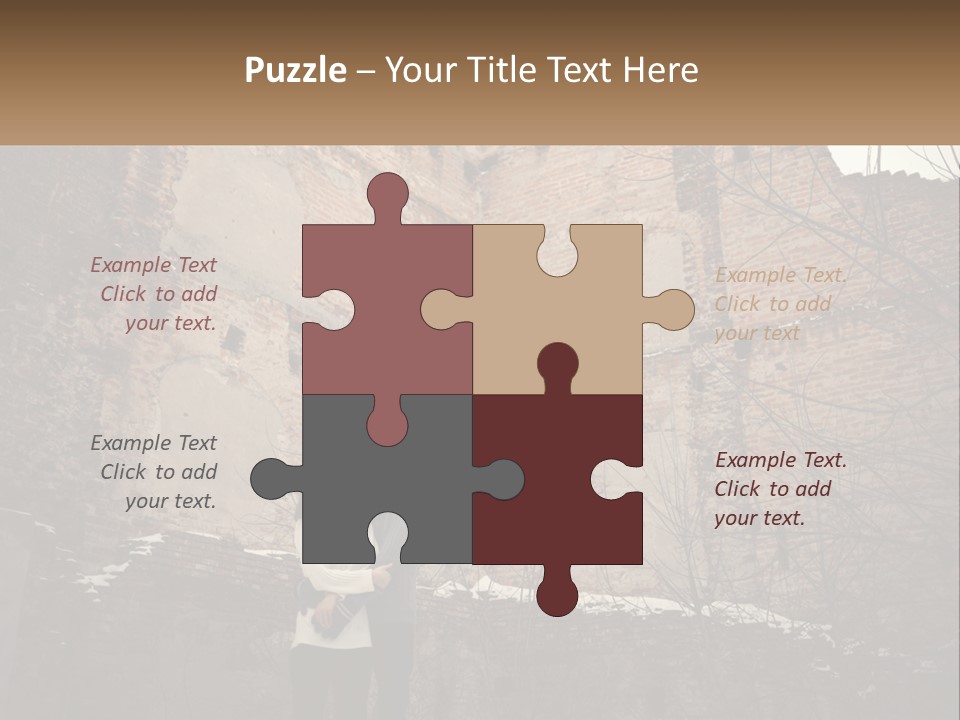 Guy And Girl Near The Ruined Castle PowerPoint Template