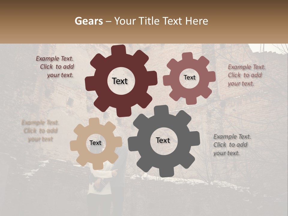 Guy And Girl Near The Ruined Castle PowerPoint Template