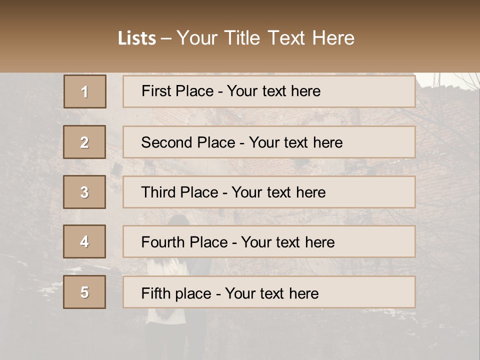 Guy And Girl Near The Ruined Castle PowerPoint Template
