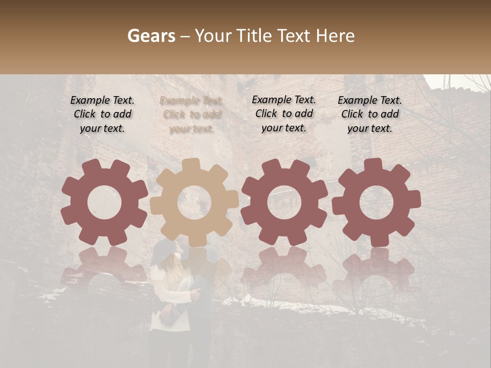 Guy And Girl Near The Ruined Castle PowerPoint Template