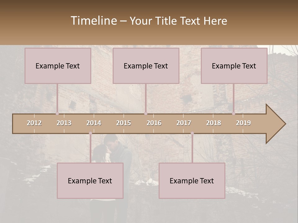 Guy And Girl Near The Ruined Castle PowerPoint Template