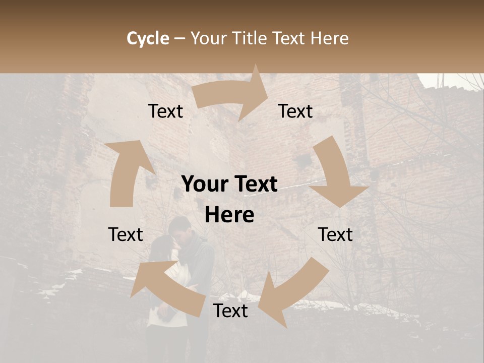 Guy And Girl Near The Ruined Castle PowerPoint Template