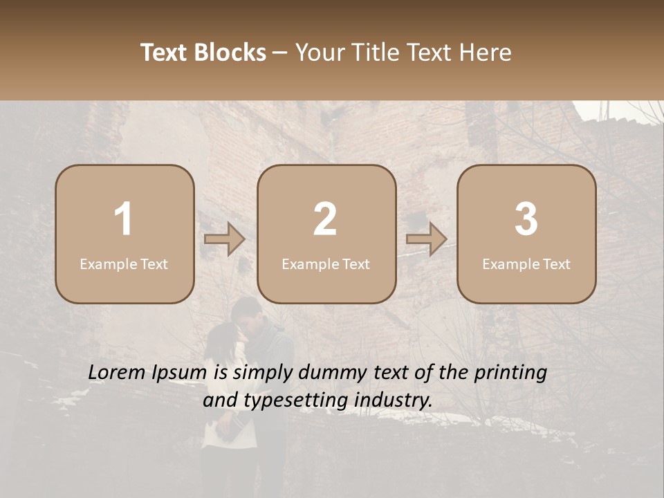 Guy And Girl Near The Ruined Castle PowerPoint Template