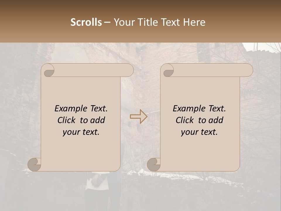 Guy And Girl Near The Ruined Castle PowerPoint Template