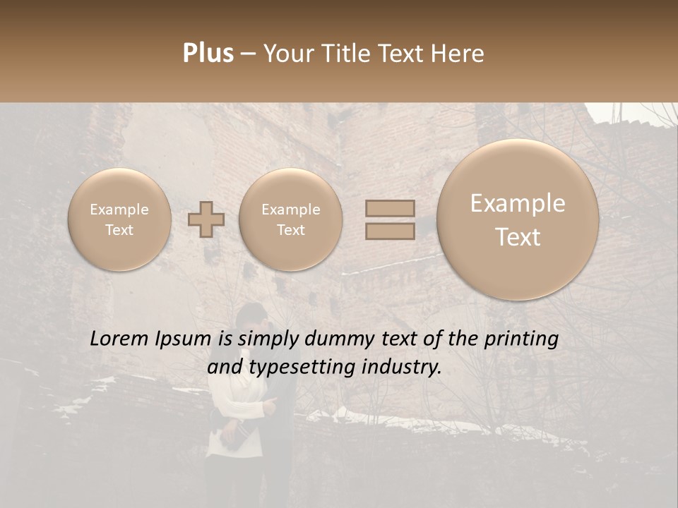 Guy And Girl Near The Ruined Castle PowerPoint Template