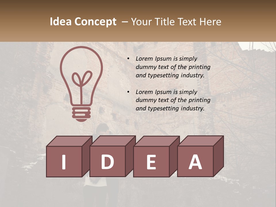 Guy And Girl Near The Ruined Castle PowerPoint Template