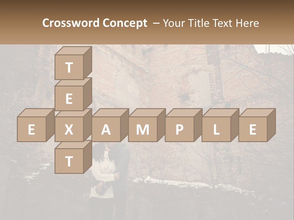 Guy And Girl Near The Ruined Castle PowerPoint Template