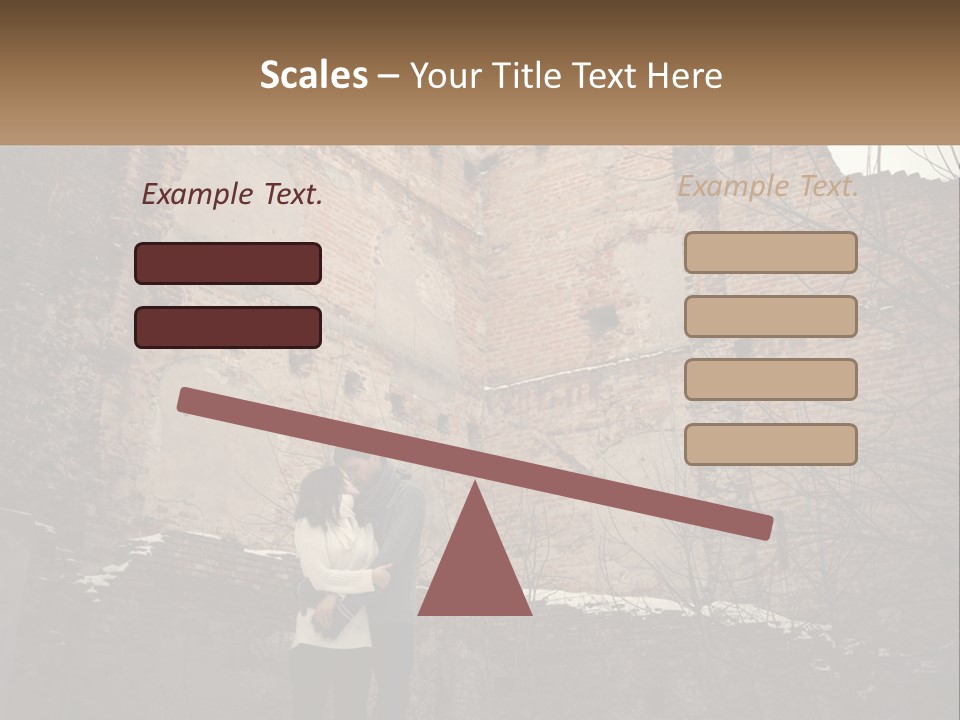 Guy And Girl Near The Ruined Castle PowerPoint Template