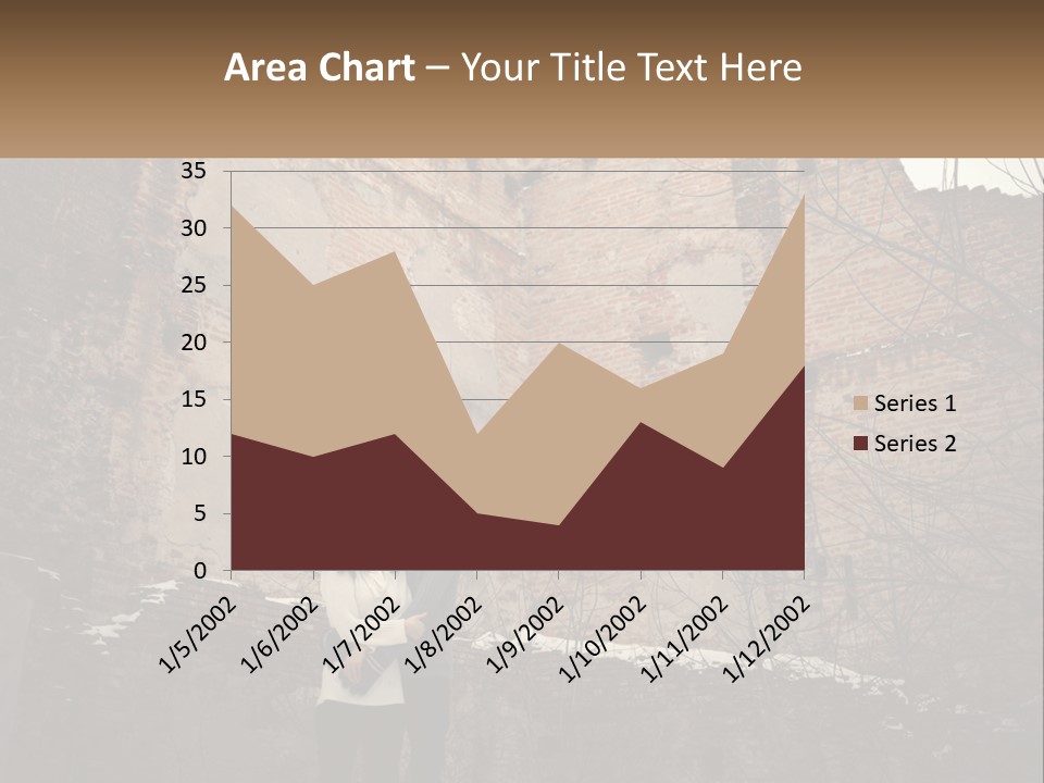 Guy And Girl Near The Ruined Castle PowerPoint Template