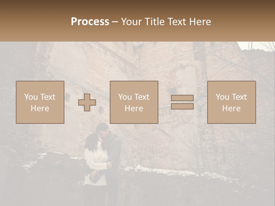 Guy And Girl Near The Ruined Castle PowerPoint Template