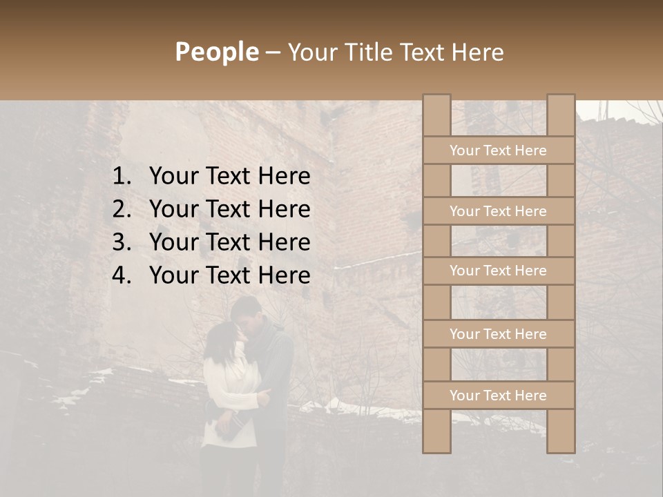 Guy And Girl Near The Ruined Castle PowerPoint Template