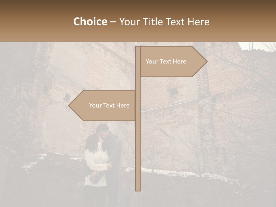 Guy And Girl Near The Ruined Castle PowerPoint Template