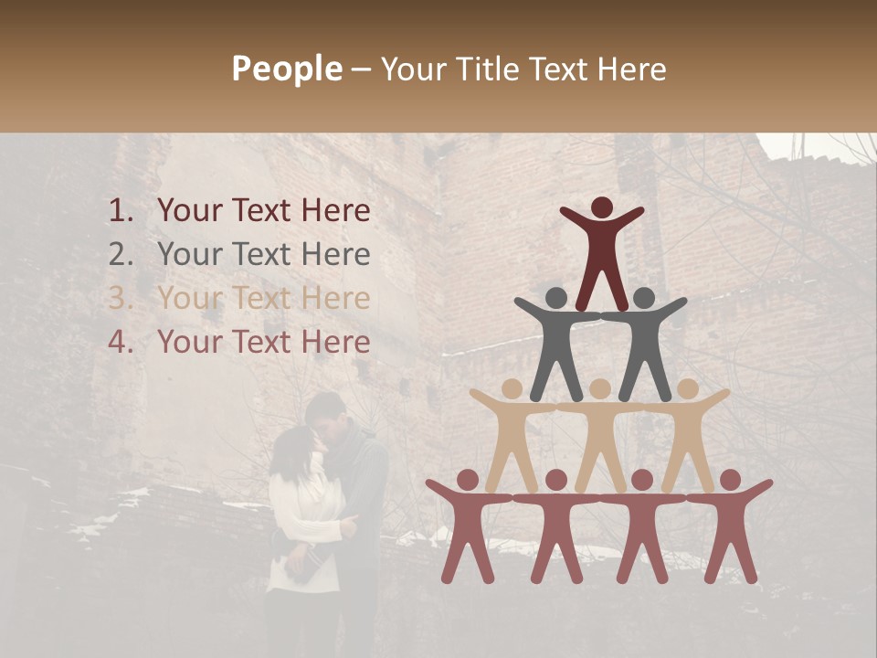 Guy And Girl Near The Ruined Castle PowerPoint Template