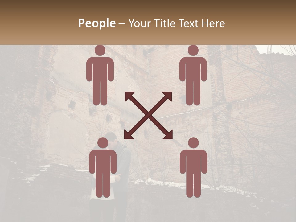 Guy And Girl Near The Ruined Castle PowerPoint Template