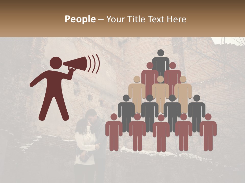 Guy And Girl Near The Ruined Castle PowerPoint Template