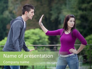The Girl Stops The Guy PowerPoint Template