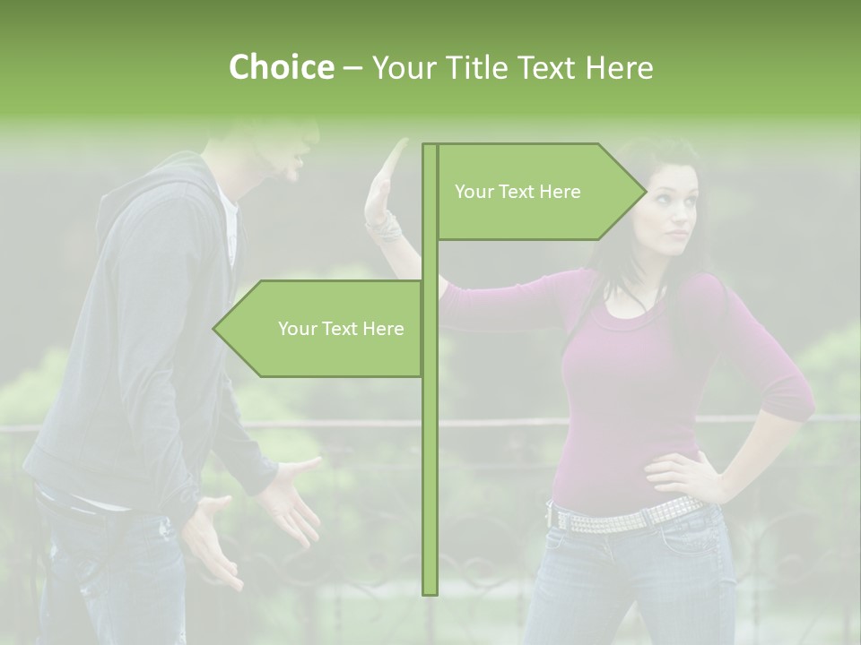 The Girl Stops The Guy PowerPoint Template