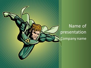 Green Superman PowerPoint Template