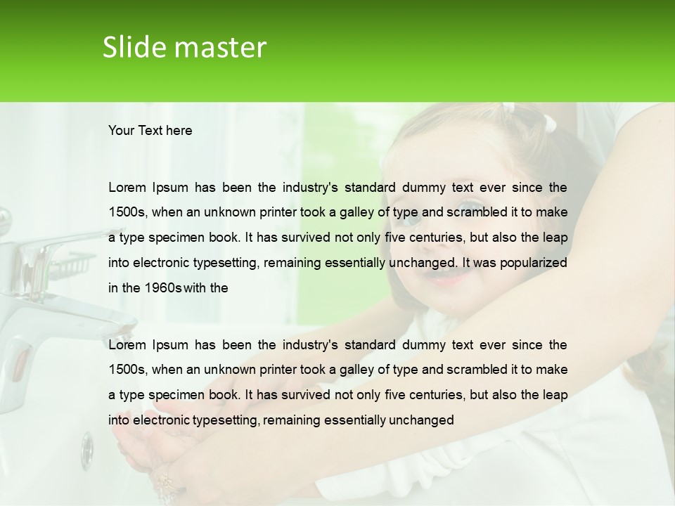 Mom Teaches Baby To Wash Her Hands PowerPoint Template