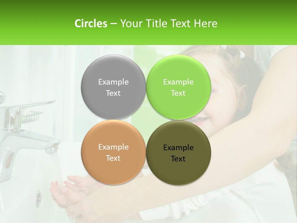 Mom Teaches Baby To Wash Her Hands PowerPoint Template