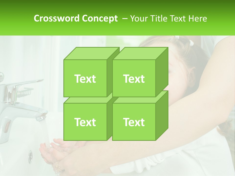 Mom Teaches Baby To Wash Her Hands PowerPoint Template