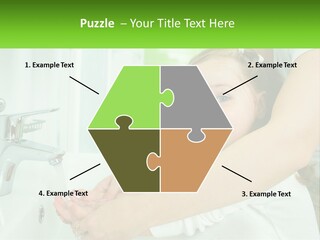 Mom Teaches Baby To Wash Her Hands PowerPoint Template