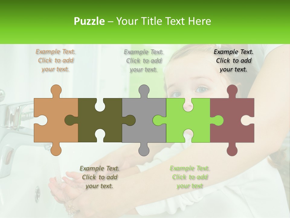 Mom Teaches Baby To Wash Her Hands PowerPoint Template