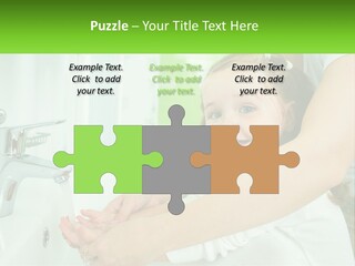 Mom Teaches Baby To Wash Her Hands PowerPoint Template