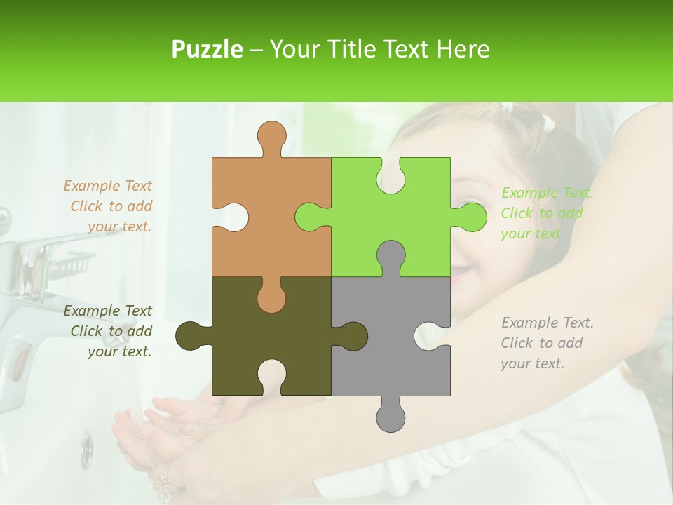 Mom Teaches Baby To Wash Her Hands PowerPoint Template