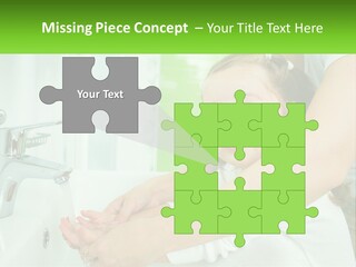 Mom Teaches Baby To Wash Her Hands PowerPoint Template