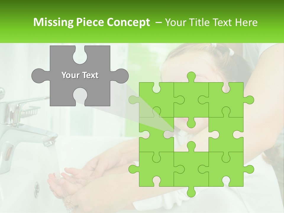 Mom Teaches Baby To Wash Her Hands PowerPoint Template