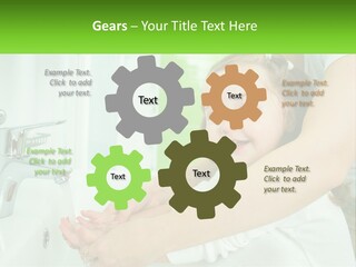 Mom Teaches Baby To Wash Her Hands PowerPoint Template