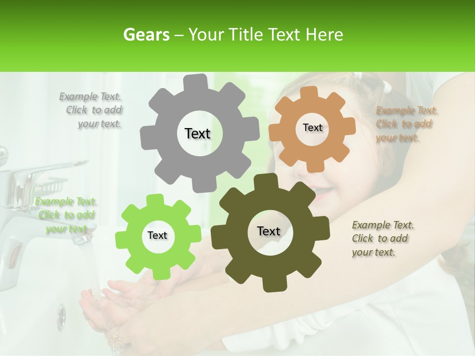 Mom Teaches Baby To Wash Her Hands PowerPoint Template