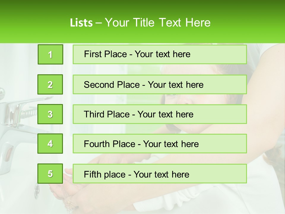 Mom Teaches Baby To Wash Her Hands PowerPoint Template
