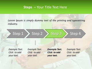 Mom Teaches Baby To Wash Her Hands PowerPoint Template