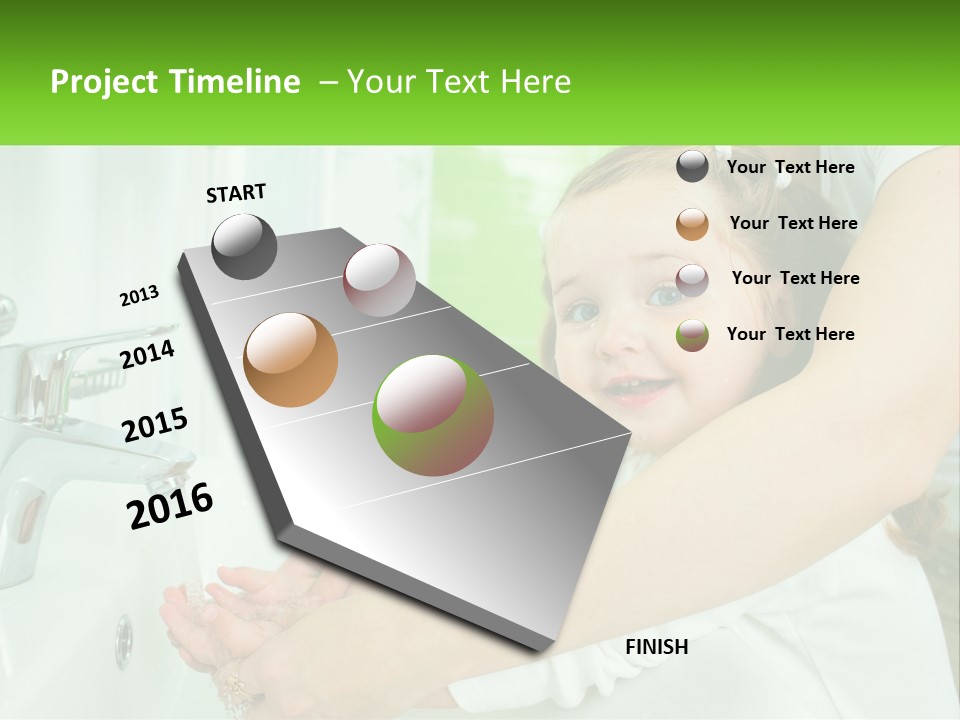 Mom Teaches Baby To Wash Her Hands PowerPoint Template