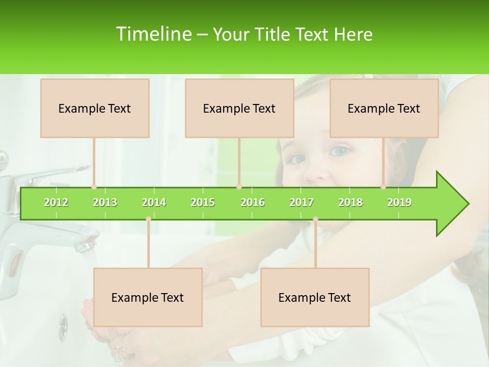 Mom Teaches Baby To Wash Her Hands PowerPoint Template