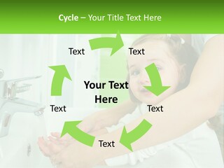 Mom Teaches Baby To Wash Her Hands PowerPoint Template