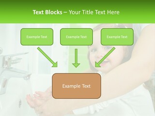 Mom Teaches Baby To Wash Her Hands PowerPoint Template