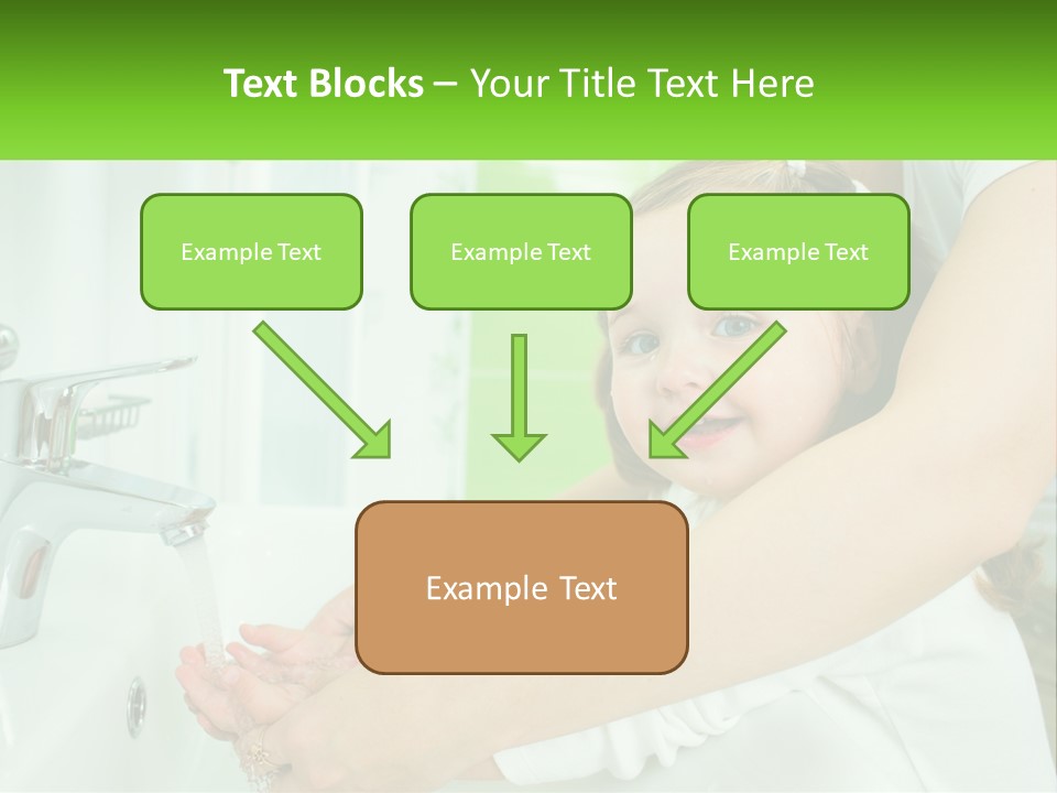 Mom Teaches Baby To Wash Her Hands PowerPoint Template