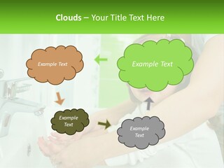 Mom Teaches Baby To Wash Her Hands PowerPoint Template