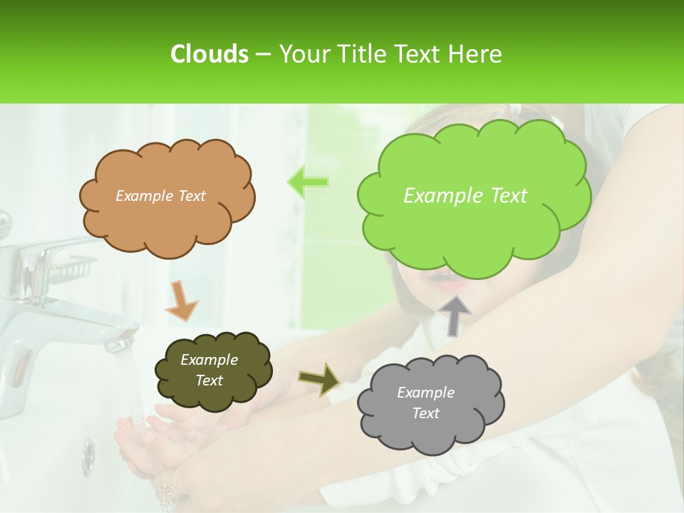 Mom Teaches Baby To Wash Her Hands PowerPoint Template