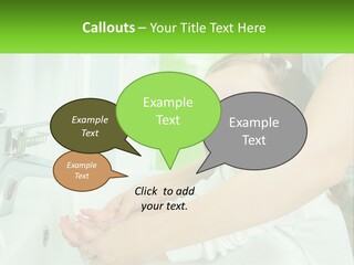 Mom Teaches Baby To Wash Her Hands PowerPoint Template