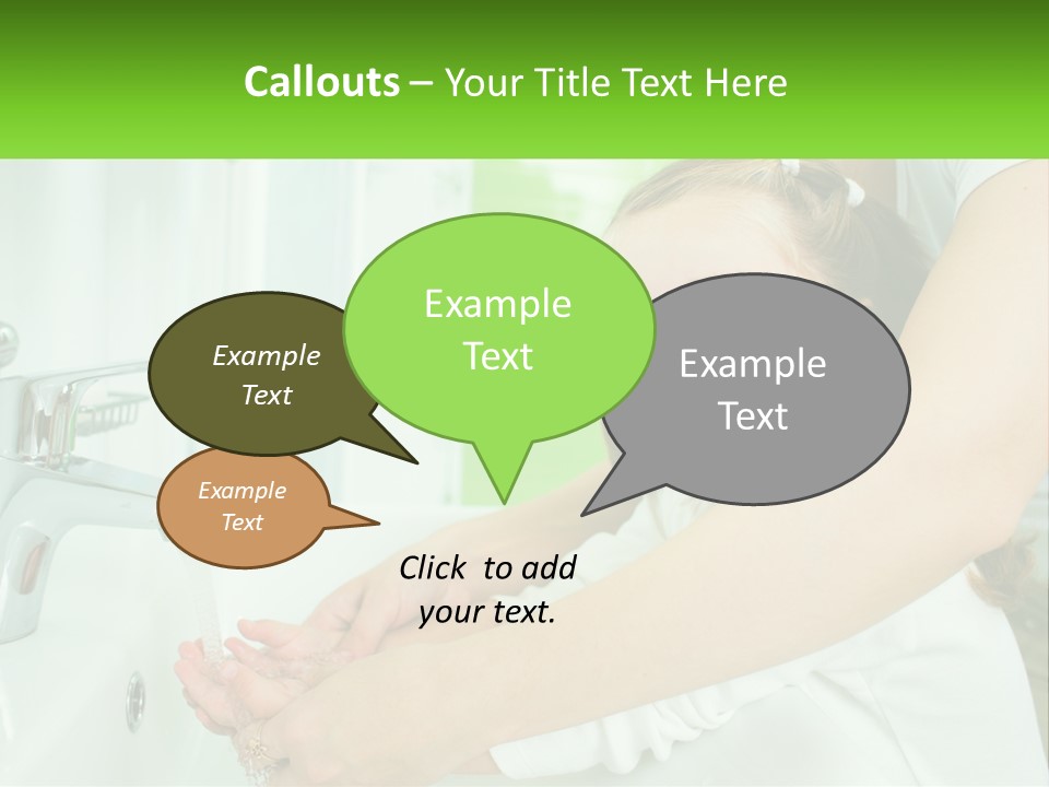 Mom Teaches Baby To Wash Her Hands PowerPoint Template