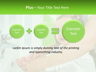 Mom Teaches Baby To Wash Her Hands PowerPoint Template